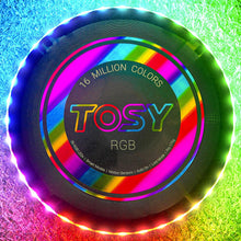 Load image into Gallery viewer, ITEM# 0199 Flying Disc - 16 Million Color RGB or 36 or 360 LEDs, Extremely Bright, Smart Modes, Auto Light Up, Rechargeable, Cool Fun 175g frisbee (Watch Video)