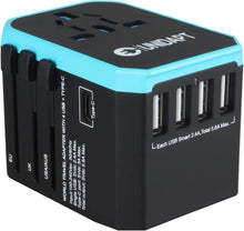 Load image into Gallery viewer, ITEM# 0193 Unidapt Universal Travel Adapter with International Plug, 5.6A Smart Power 3.0A 4 USB 1 Type C, Power Adapter Travel Charger, Outlet Converter Worldwide (Watch Video)
