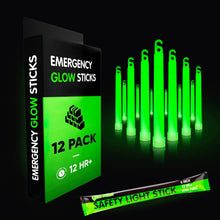 Load image into Gallery viewer, ITEM# 0220   Emergency Glow Sticks with 12 Hours Duration, Individually Wrapped Industrial Grade Glowsticks for Survival Gear, Camping Lights, Power Outages and Military Use (Watch Video)