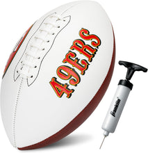 Load image into Gallery viewer, ITEM# 0215 Sports NFL Autograph Football - Official ADULT Size White Panel Souvenir Football for Autographs + Signatures - NFL Team Fan Shop Memorabilia Football for Display (Watch Video)