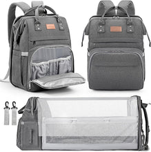 Load image into Gallery viewer, ITEM# 0001   Diaper Bag Backpack, Multifunction Large Capacity Baby Diaper Bags with Changing Station Baby Bag for Boy Girl Travel Back Pack with USB Charger for Moms And Dads (Watch Video)