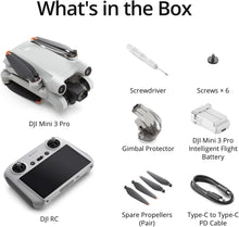 Load image into Gallery viewer, ITEM# 0151 DJI Mini 3 Pro (DJI RC) – Lightweight and Foldable Camera Drone with 4K/60fps Video, 48MP Photo, 34-min Flight Time, Tri-Directional Obstacle Sensing, Ideal for Aerial Photography and Social Media (Watch Video)