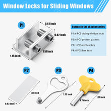 Load image into Gallery viewer, ITEM# 0239 Sliding Window Locks (2, 6, 10, 12 Sets), Secure Window Lock with Key, Window Locks for Up and Down Windows & Horizontal Sliding Windows, Adjustable Window Lock, Sturdy and Durable, Does Not Deform. (Watch Video)