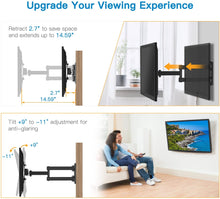 Load image into Gallery viewer, ITEM# 0125 Full Motion TV Monitor Wall Mount Bracket Articulating Arms Swivels TiltsITEM# 0125 Extension Rotation for Most 13-42 Inch LED LCD Flat Curved Screen TVs & Monitors, Max VESA 200x200mm up to 44lbs by Pipishell (Watch Video)
