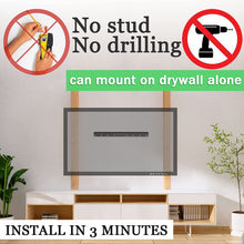 Load image into Gallery viewer, ITEM# 0128 No Stud TV Wall Mount, Drywall Studless TV Hanger No Damage, No Drill, Non Screws, Dry Wall Flat Screen TV Easy Install Bar Bracket fits VESA 12-55 inch TVs up to 99 lbs, Include Hardware Levels (Watch Video)