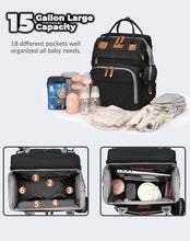 Load image into Gallery viewer, ITEM# 0001 Diaper Bag Backpack, Multifunction Large Capacity Baby Diaper Bags with Changing Station Baby Bag for Boy Girl Travel Back Pack with USB Charger for Moms And Dads (Watch Video)
