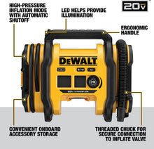 Load image into Gallery viewer, ITEM# 0177 DEWALT 20V MAX Tire Inflator, Compact and Portable, Automatic Shut Off, LED Light, Bare Tool Only (DCC020IB) Battery & Charger Not Included (Watch Video)