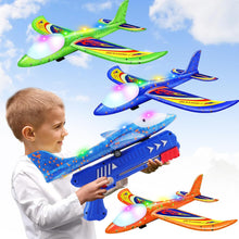 Load image into Gallery viewer, ITEM# 0202 3 Pack Foam Airplane Launcher Toys, 2 Flight Mode Glider Plane ,Kids Flying Toy,3 4 5 6 7 8 9 10 11 12 Year Old Boys Girls Gifts, Outdoor Sport Party Favor (Watch Video)