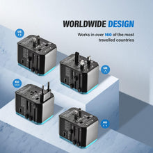 Load image into Gallery viewer, ITEM# 0193 Unidapt Universal Travel Adapter with International Plug, 5.6A Smart Power 3.0A 4 USB 1 Type C, Power Adapter Travel Charger, Outlet Converter Worldwide (Watch Video)