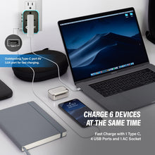 Load image into Gallery viewer, ITEM# 0193 Unidapt Universal Travel Adapter with International Plug, 5.6A Smart Power 3.0A 4 USB 1 Type C, Power Adapter Travel Charger, Outlet Converter Worldwide (Watch Video)