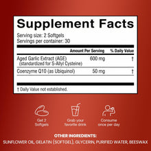 Load image into Gallery viewer, ITEM# 0241 Resilia Garlic Extract Softgels – Odorless Aged Garlic Extract Supplement with CoQ10 Ubiquinol – 20-Month Matured, Standardized for S-Allyl Cysteine - Heart Health & Immune Support