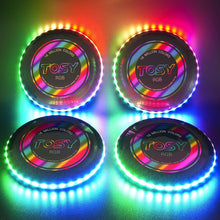 Load image into Gallery viewer, ITEM# 0199 Flying Disc - 16 Million Color RGB or 36 or 360 LEDs, Extremely Bright, Smart Modes, Auto Light Up, Rechargeable, Cool Fun 175g frisbee (Watch Video)