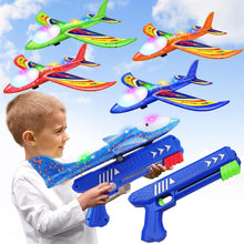 Load image into Gallery viewer, ITEM# 0202 3 Pack Foam Airplane Launcher Toys, 2 Flight Mode Glider Plane ,Kids Flying Toy,3 4 5 6 7 8 9 10 11 12 Year Old Boys Girls Gifts, Outdoor Sport Party Favor (Watch Video)