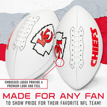 Load image into Gallery viewer, ITEM# 0215 Sports NFL Autograph Football - Official ADULT Size White Panel Souvenir Football for Autographs + Signatures - NFL Team Fan Shop Memorabilia Football for Display (Watch Video)