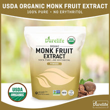 Load image into Gallery viewer, ITEM# 0212 Organic 100% Pure Monk Fruit sweetener, No Erythritol, Monkfruit Extract Powder, USDA organic NON-GMO Project Verified, Keto Certified, OU kosher No Fillers Zero Calorie Sugar Substitute (Watch Video)