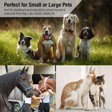 Load image into Gallery viewer, ITEM# 0192 King Komb | Multi-Use Deshedding Grooming Tool | Top & Undercoat | Self Clean | Retractable Blades | 3 Metal Deshedding Edges | Rubber Bristles for Grooming | Large (Watch Video)