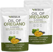 Load image into Gallery viewer, ITEM# 0240 Resilia Softgels with Black Seed Oil 6000mg – Premium Grade Oregano Oil Capsules for Immune & Digestive Support – Non-GMO, Gluten-Free Softgels – Natural Herbal Wellness Supplement (60 Count)