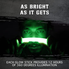 Load image into Gallery viewer, ITEM# 0220   Emergency Glow Sticks with 12 Hours Duration, Individually Wrapped Industrial Grade Glowsticks for Survival Gear, Camping Lights, Power Outages and Military Use (Watch Video)