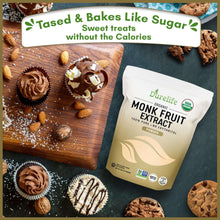 Load image into Gallery viewer, ITEM# 0212 Organic 100% Pure Monk Fruit sweetener, No Erythritol, Monkfruit Extract Powder, USDA organic NON-GMO Project Verified, Keto Certified, OU kosher No Fillers Zero Calorie Sugar Substitute (Watch Video)
