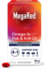 Load image into Gallery viewer, ITEM# 0088 MegaRed Fish Oil + Krill Oil 900mg Omega 3 Supplement with EPA & DHA, Supports Heart, Brain, Joint and Eye Health, No Fishy Aftertaste (Watch Video)