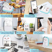 Load image into Gallery viewer, ITEM# 0195 Printers with 6 Rolls Printing Paper for Android iOS Smartphone, BT Inkless Printing Gift for Label Receipt Photo Notes Study Home Office (Watch Video)