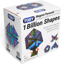 Load image into Gallery viewer, ITEM# 0233 Magnet Pyramid Stone - 1 Cube Transforms into 1 Billion Shapes, 14 pcs (12 Puzzle pcs and 2 Spinners), 243 Rare Earth Magnets, Creative Puzzle STEM Toy (Watch Video)