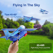 Load image into Gallery viewer, ITEM# 0202 3 Pack Foam Airplane Launcher Toys, 2 Flight Mode Glider Plane ,Kids Flying Toy,3 4 5 6 7 8 9 10 11 12 Year Old Boys Girls Gifts, Outdoor Sport Party Favor (Watch Video)