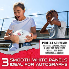 Load image into Gallery viewer, ITEM# 0215 Sports NFL Autograph Football - Official ADULT Size White Panel Souvenir Football for Autographs + Signatures - NFL Team Fan Shop Memorabilia Football for Display (Watch Video)