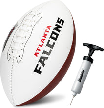 Load image into Gallery viewer, ITEM# 0215 Sports NFL Autograph Football - Official ADULT Size White Panel Souvenir Football for Autographs + Signatures - NFL Team Fan Shop Memorabilia Football for Display (Watch Video)