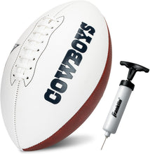 Load image into Gallery viewer, ITEM# 0215 Sports NFL Autograph Football - Official ADULT Size White Panel Souvenir Football for Autographs + Signatures - NFL Team Fan Shop Memorabilia Football for Display (Watch Video)