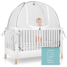 Load image into Gallery viewer, ITEM# 0065 Pro Baby Safety Pop Up Crib Tent, Fine Mesh Crib Netting Cover to Keep Baby from Climbing Out, Falls and Mosquito Bites, Safety Net, Canopy Netting Cover - Sturdy & Stylish Infant Crib Topper (Watch Video)