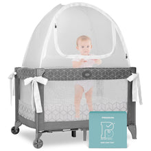 Load image into Gallery viewer, ITEM# 0065 Pro Baby Safety Pop Up Crib Tent, Fine Mesh Crib Netting Cover to Keep Baby from Climbing Out, Falls and Mosquito Bites, Safety Net, Canopy Netting Cover - Sturdy & Stylish Infant Crib Topper (Watch Video)