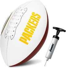 Load image into Gallery viewer, ITEM# 0215 Sports NFL Autograph Football - Official ADULT Size White Panel Souvenir Football for Autographs + Signatures - NFL Team Fan Shop Memorabilia Football for Display (Watch Video)