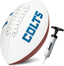 Load image into Gallery viewer, ITEM# 0215 Sports NFL Autograph Football - Official ADULT Size White Panel Souvenir Football for Autographs + Signatures - NFL Team Fan Shop Memorabilia Football for Display (Watch Video)