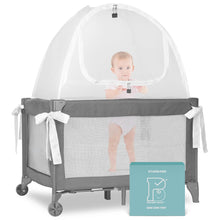 Load image into Gallery viewer, ITEM# 0065 Pro Baby Safety Pop Up Crib Tent, Fine Mesh Crib Netting Cover to Keep Baby from Climbing Out, Falls and Mosquito Bites, Safety Net, Canopy Netting Cover - Sturdy & Stylish Infant Crib Topper (Watch Video)