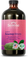 Load image into Gallery viewer, ITEM# 0231 Serene Herbs Soursop Bitters Liquid – Organic Herbal Sour SOP Guanabana with Black Seed, Moringa, Irish Moss & Ginger – Gut Support, Energy & Immune Boost – Vegan, Non-GMO – 16 oz (Watch 2 Videos)