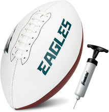 Load image into Gallery viewer, ITEM# 0215 Sports NFL Autograph Football - Official ADULT Size White Panel Souvenir Football for Autographs + Signatures - NFL Team Fan Shop Memorabilia Football for Display (Watch Video)