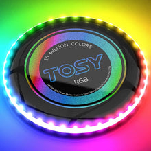 Load image into Gallery viewer, ITEM# 0199 Flying Disc - 16 Million Color RGB or 36 or 360 LEDs, Extremely Bright, Smart Modes, Auto Light Up, Rechargeable, Cool Fun 175g frisbee (Watch Video)
