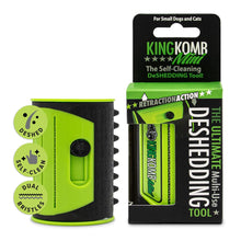 Load image into Gallery viewer, ITEM# 0192 King Komb | Multi-Use Deshedding Grooming Tool | Top & Undercoat | Self Clean | Retractable Blades | 3 Metal Deshedding Edges | Rubber Bristles for Grooming | Large (Watch Video)