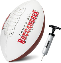 Load image into Gallery viewer, ITEM# 0215 Sports NFL Autograph Football - Official ADULT Size White Panel Souvenir Football for Autographs + Signatures - NFL Team Fan Shop Memorabilia Football for Display (Watch Video)
