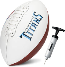 Load image into Gallery viewer, ITEM# 0215 Sports NFL Autograph Football - Official ADULT Size White Panel Souvenir Football for Autographs + Signatures - NFL Team Fan Shop Memorabilia Football for Display (Watch Video)