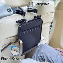 Load image into Gallery viewer, ITEM# 0045 2 in 1 Car Steering Wheel Tray / Back Seat Headrest Tray for Eating Food Drink and Writing Laptop Work, XERGUR Black Car Desk (Watch Video)