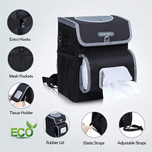 Load image into Gallery viewer, ITEM# 0054 All-in-One Cute Car Trash Can with 2 Removable Leakproof Interior Liners, Adjustable Tissue Holder & Straps