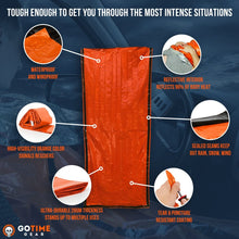 Load image into Gallery viewer, ITEM# 0032 Emergency Sleeping Bag Thermal Bivvy - Use as Emergency Bivy Sack, Survival Sleeping Bag, Mylar Emergency Blanket - Includes Stuff Sack with Survival Whistle + Paracord String (Watch Video)