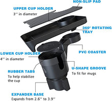 Load image into Gallery viewer, ITEM# 0043 Master Show Cup Holder Tray for Car Cup Holder Expander with Detachable Tray Table Car Drink Holders Compatible with Yeti 20/26/30 oz Hydro Flasks 32/40 oz Camelbak 32/40 oz (Watch Video)