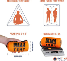 Load image into Gallery viewer, ITEM# 0098 Emergency Survival Shelter – 2 Person Emergency Tent – Use As Survival Tent, Emergency Shelter, Tube Tent, Survival Tarp - Includes Survival Whistle & Paracord (Watch Video)