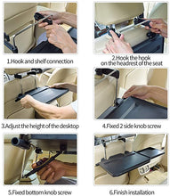 Load image into Gallery viewer, ITEM# 0045 2 in 1 Car Steering Wheel Tray / Back Seat Headrest Tray for Eating Food Drink and Writing Laptop Work, XERGUR Black Car Desk (Watch Video)