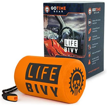 Load image into Gallery viewer, ITEM# 0032 Emergency Sleeping Bag Thermal Bivvy - Use as Emergency Bivy Sack, Survival Sleeping Bag, Mylar Emergency Blanket - Includes Stuff Sack with Survival Whistle + Paracord String (Watch Video)