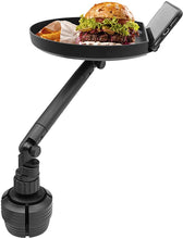 Load image into Gallery viewer, ITEM# 0052 Cup Holder Tray for Car - Adjustable Car Tray Table - Perfect Car Tray for Eating with 9" Surface, Phone Slot, and Swivel Arm - Car Food Table for Most Cup Holders - Road Trip Car Accessory (Watch Video)