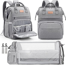 Load image into Gallery viewer, ITEM# 0001   Diaper Bag Backpack, Multifunction Large Capacity Baby Diaper Bags with Changing Station Baby Bag for Boy Girl Travel Back Pack with USB Charger for Moms And Dads (Watch Video)
